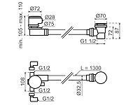 Qisani - flow - badplug en vulcombinatie - gun metal - afbeelding 2 van  2