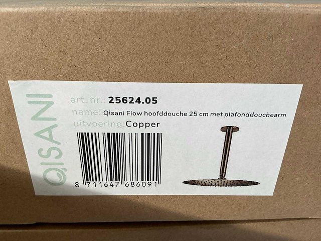 Qisani - flow - hoofddouche met plafondarm - copper 25 cm - afbeelding 3 van  4