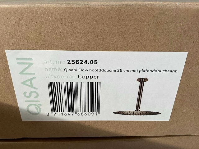 Qisani - flow - hoofddouche met plafondarm - copper 25 cm - afbeelding 3 van  4