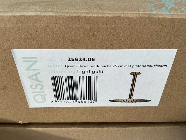 Qisani - flow - hoofddouche met plafondarm - gold 25 cm - afbeelding 3 van  4