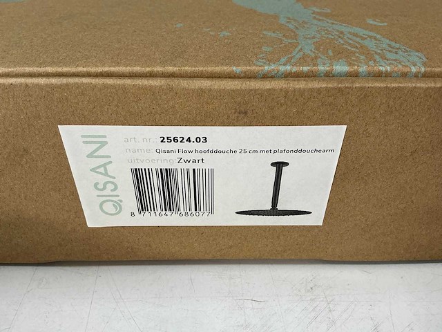 Qisani - flow - hoofddouche met plafondarm - zwart 25 cm - afbeelding 3 van  4