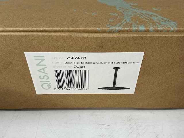 Qisani - flow - hoofddouche met plafondarm - zwart 25 cm - afbeelding 3 van  4