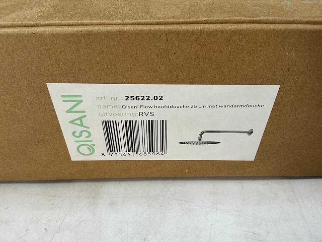 Qisani - flow - hoofddouche met wandarm - rvs 25 cm - afbeelding 3 van  4