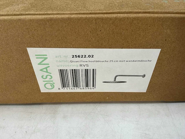 Qisani - flow - hoofddouche met wandarm - rvs 25 cm - afbeelding 3 van  4