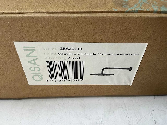 Qisani - flow - hoofddouche met wandarm - zwart 25 cm - afbeelding 3 van  4