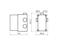 Qisani - flow - inbouwbox universeel 1-weg - afbeelding 2 van  2