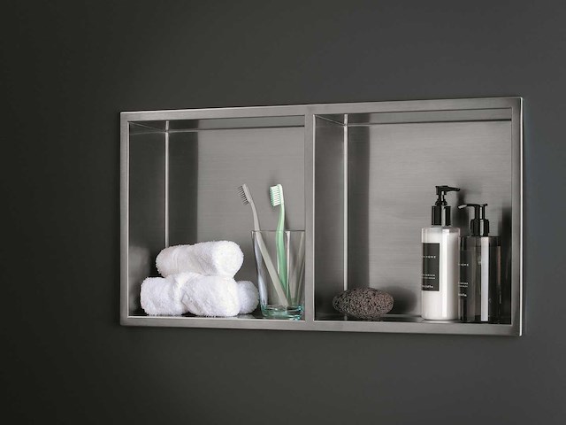 Qisani - flow - inbouwnis dubbel - rvs 61 x 30,5 cm - afbeelding 2 van  5