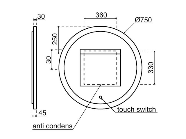 Qisani - flow - spiegel met ring rvs - afbeelding 2 van  2