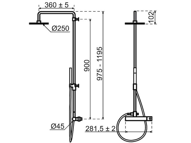 Qisani - flow - thermostatisch douchesysteem - copper - afbeelding 1 van  3