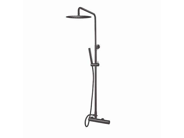 Qisani - flow - thermostatisch douchesysteem - gun metal - afbeelding 1 van  4