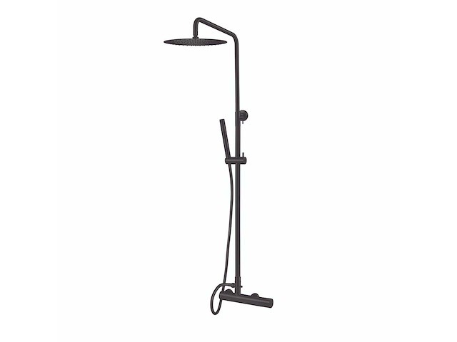 Qisani - flow - thermostatisch douchesysteem - zwart - afbeelding 1 van  4