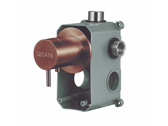 Qisani - flow - thermostatische inbouwkraan 1-weg rond afbouwdeel - copper - afbeelding 2 van  2