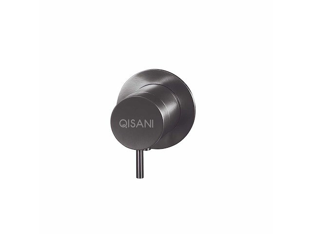 Qisani - flow - thermostatische inbouwkraan 1-weg rond afbouwdeel - gun metal - afbeelding 1 van  2