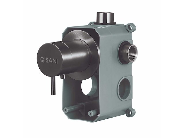 Qisani - flow - thermostatische inbouwkraan 1-weg rond afbouwdeel - gun metal - afbeelding 2 van  2