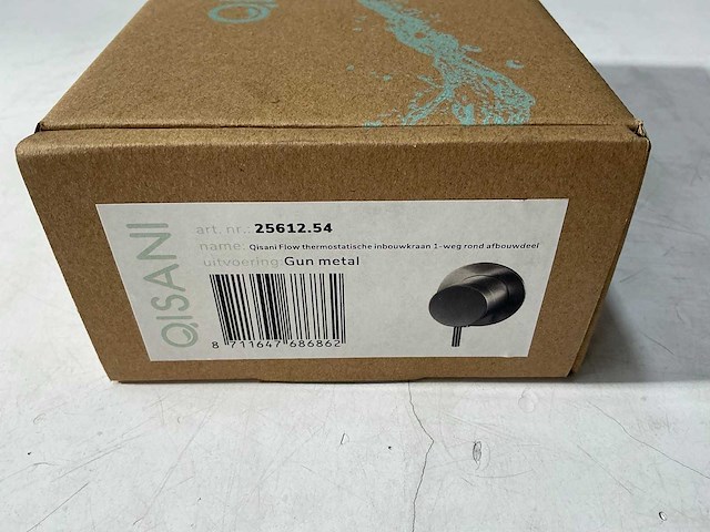 Qisani - flow - thermostatische inbouwkraan 1-weg rond afbouwdeel - gun metal - afbeelding 3 van  4