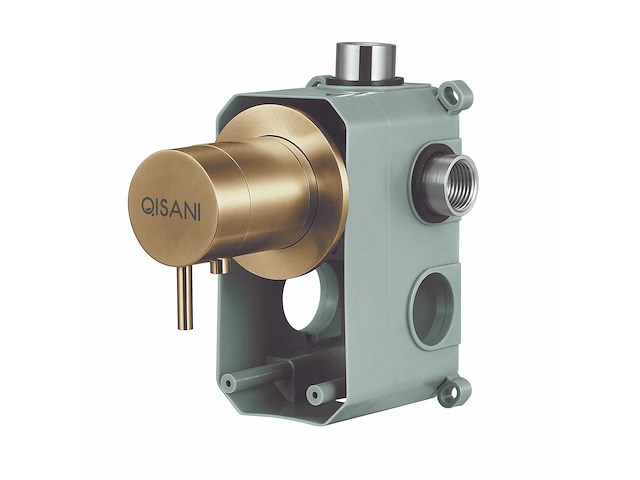 Qisani - flow - thermostatische inbouwkraan 1-weg rond afbouwdeel - light gold - afbeelding 2 van  2