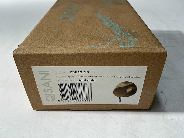 Qisani - flow - thermostatische inbouwkraan 1-weg rond afbouwdeel - light gold - afbeelding 3 van  4