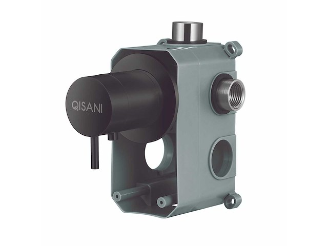 Qisani - flow - thermostatische inbouwkraan 1-weg rond afbouwdeel - zwart - afbeelding 1 van  4
