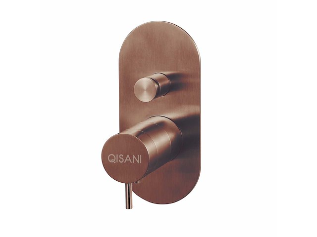 Qisani - flow - thermostatische inbouwkraan 2-weg ovaal afbouwdeel - copper - afbeelding 1 van  2