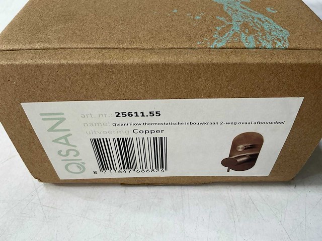 Qisani - flow - thermostatische inbouwkraan 2-weg ovaal afbouwdeel - copper - afbeelding 4 van  5