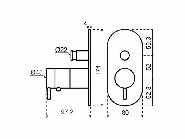 Qisani - flow - thermostatische inbouwkraan 2-weg ovaal afbouwdeel - copper - afbeelding 3 van  5