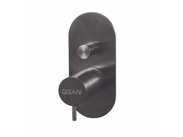 Qisani - flow - thermostatische inbouwkraan 2-weg ovaal afbouwdeel - gun metal - afbeelding 1 van  2