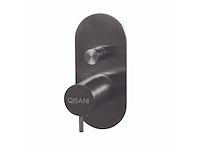 Qisani - flow - thermostatische inbouwkraan 2-weg ovaal afbouwdeel - gun metal - afbeelding 1 van  2