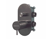 Qisani - flow - thermostatische inbouwkraan 2-weg ovaal afbouwdeel - gun metal - afbeelding 1 van  4