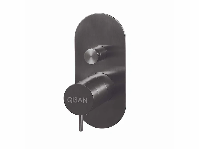 Qisani - flow - thermostatische inbouwkraan 2-weg ovaal afbouwdeel - gun metal - afbeelding 1 van  5