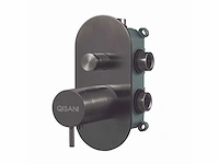 Qisani - flow - thermostatische inbouwkraan 2-weg ovaal afbouwdeel - gun metal - afbeelding 2 van  5