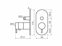 Qisani - flow - thermostatische inbouwkraan 2-weg ovaal afbouwdeel - gun metal - afbeelding 3 van  5