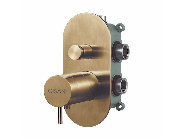 Qisani - flow - thermostatische inbouwkraan 2-weg ovaal afbouwdeel - light gold - afbeelding 5 van  5