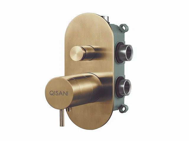 Qisani - flow - thermostatische inbouwkraan 2-weg ovaal afbouwdeel - light gold - afbeelding 2 van  5
