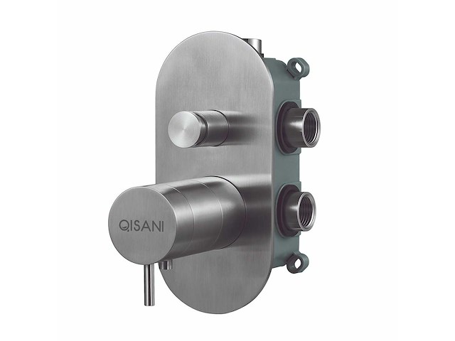 Qisani - flow - thermostatische inbouwkraan 2-weg ovaal afbouwdeel - rvs - afbeelding 2 van  5