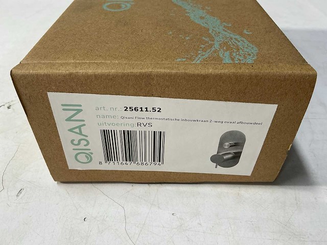 Qisani - flow - thermostatische inbouwkraan 2-weg ovaal afbouwdeel - rvs - afbeelding 4 van  5
