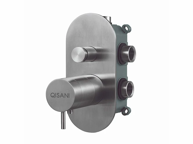 Qisani - flow - thermostatische inbouwkraan 2-weg ovaal afbouwdeel - rvs - afbeelding 2 van  5