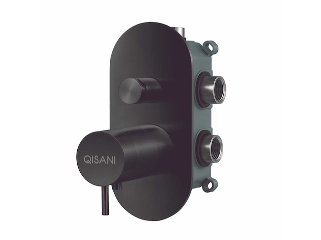 Qisani - flow - thermostatische inbouwkraan 2-weg ovaal afbouwdeel - zwart - afbeelding 4 van  5