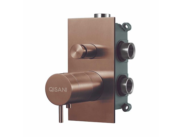 Qisani - flow - thermostatische inbouwkraan 2-weg vierkant afbouwdeel - copper - afbeelding 2 van  5