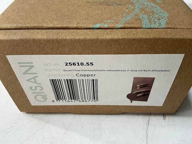 Qisani - flow - thermostatische inbouwkraan 2-weg vierkant afbouwdeel - copper - afbeelding 4 van  5