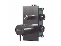 Qisani - flow - thermostatische inbouwkraan 2-weg vierkant afbouwdeel - gun metal - afbeelding 2 van  3