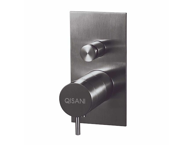 Qisani - flow - thermostatische inbouwkraan 2-weg vierkant afbouwdeel - gun metal - afbeelding 1 van  5