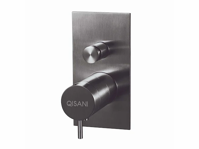 Qisani - flow - thermostatische inbouwkraan 2-weg vierkant afbouwdeel - gun metal - afbeelding 1 van  5