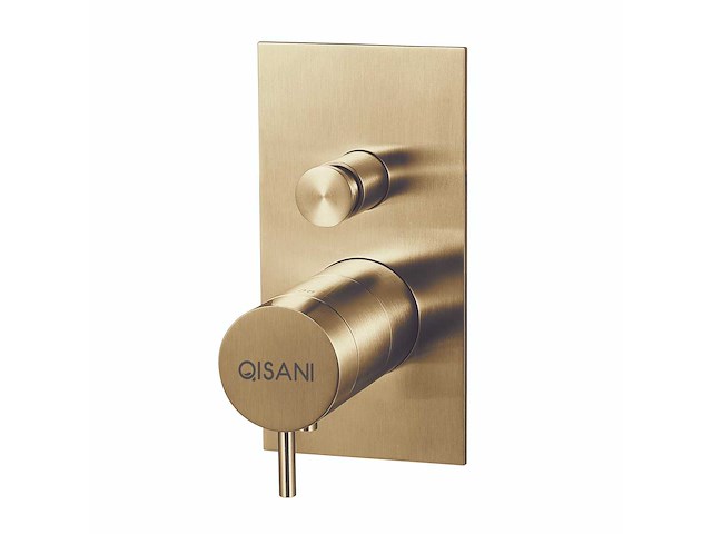 Qisani - flow - thermostatische inbouwkraan 2-weg vierkant afbouwdeel - light gold - afbeelding 1 van  3