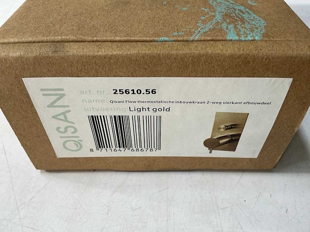 Qisani - flow - thermostatische inbouwkraan 2-weg vierkant afbouwdeel - light gold - afbeelding 4 van  5