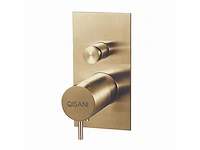 Qisani - flow - thermostatische inbouwkraan 2-weg vierkant afbouwdeel - light gold