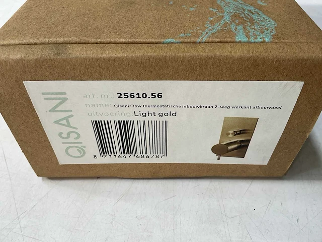 Qisani - flow - thermostatische inbouwkraan 2-weg vierkant afbouwdeel - light gold - afbeelding 4 van  5