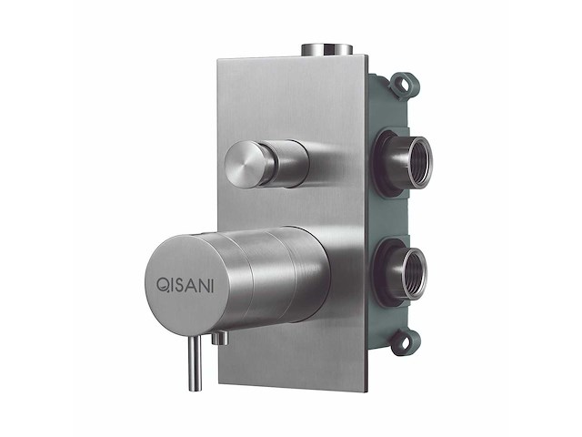 Qisani - flow - thermostatische inbouwkraan 2-weg vierkant afbouwdeel - rvs - afbeelding 2 van  5