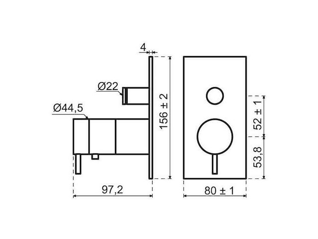 Qisani - flow - thermostatische inbouwkraan 2-weg vierkant afbouwdeel - rvs - afbeelding 3 van  5