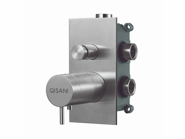 Qisani - flow - thermostatische inbouwkraan 2-weg vierkant afbouwdeel - rvs - afbeelding 2 van  5
