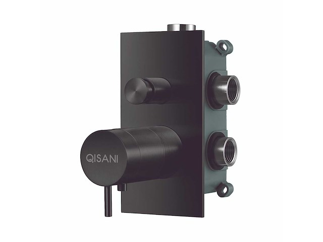 Qisani - flow - thermostatische inbouwkraan 2-weg vierkant afbouwdeel - zwart - afbeelding 2 van  5